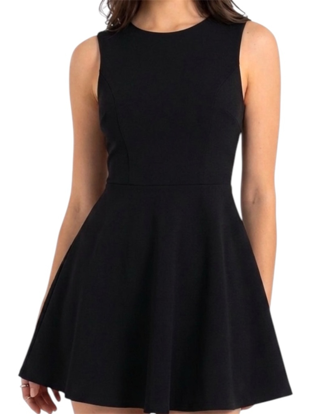 Lulus Black Lace Back Skater Mini Dress Fit Flare Size S